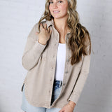 Olette Cotton Fleece Oversized Shacket - Taupe