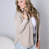 Olette Cotton Fleece Oversized Shacket - Taupe