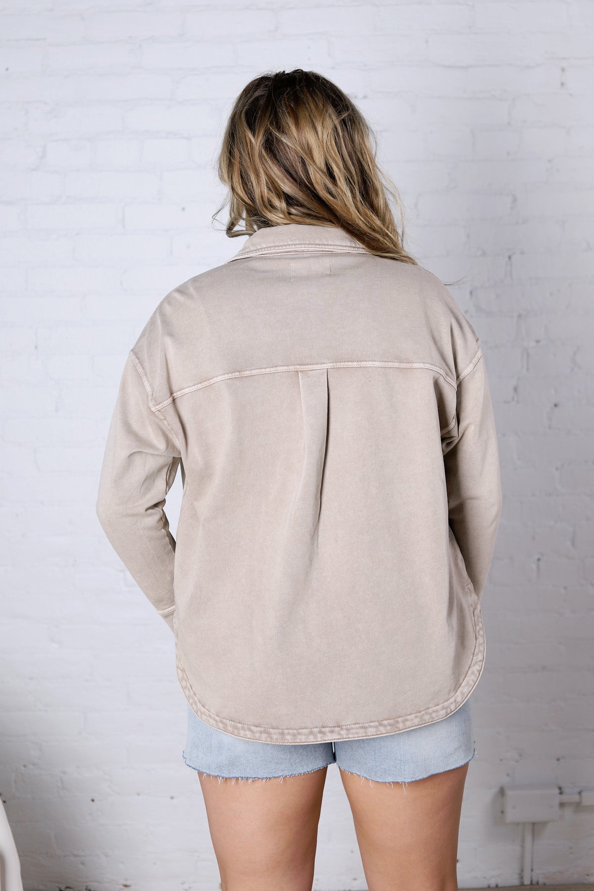 Olette Cotton Fleece Oversized Shacket - Taupe
