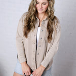 Olette Cotton Fleece Oversized Shacket - Taupe