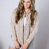 Olette Cotton Fleece Oversized Shacket - Taupe