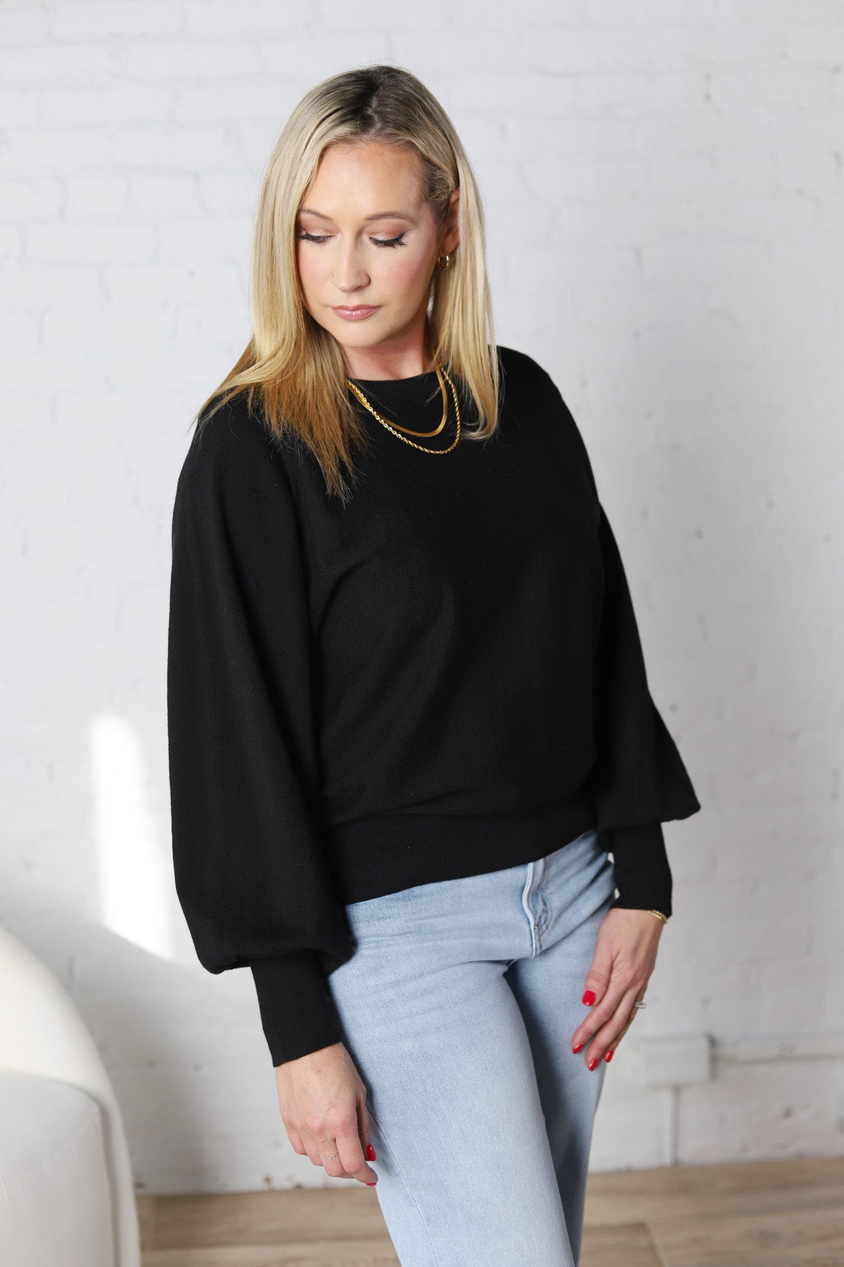 Olivette Knit Sweater Pullover - Black