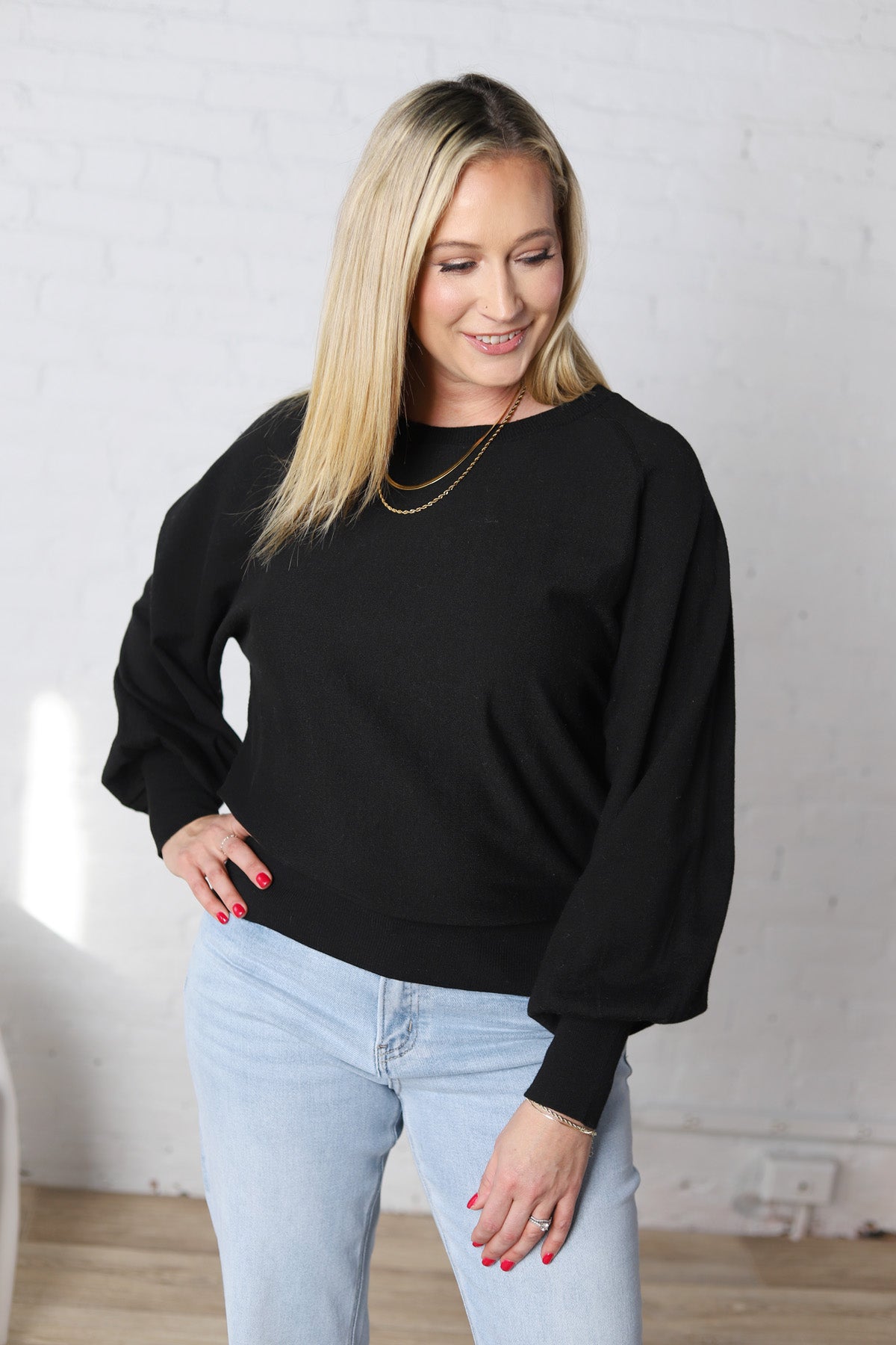 Olivette Knit Sweater Pullover - Black