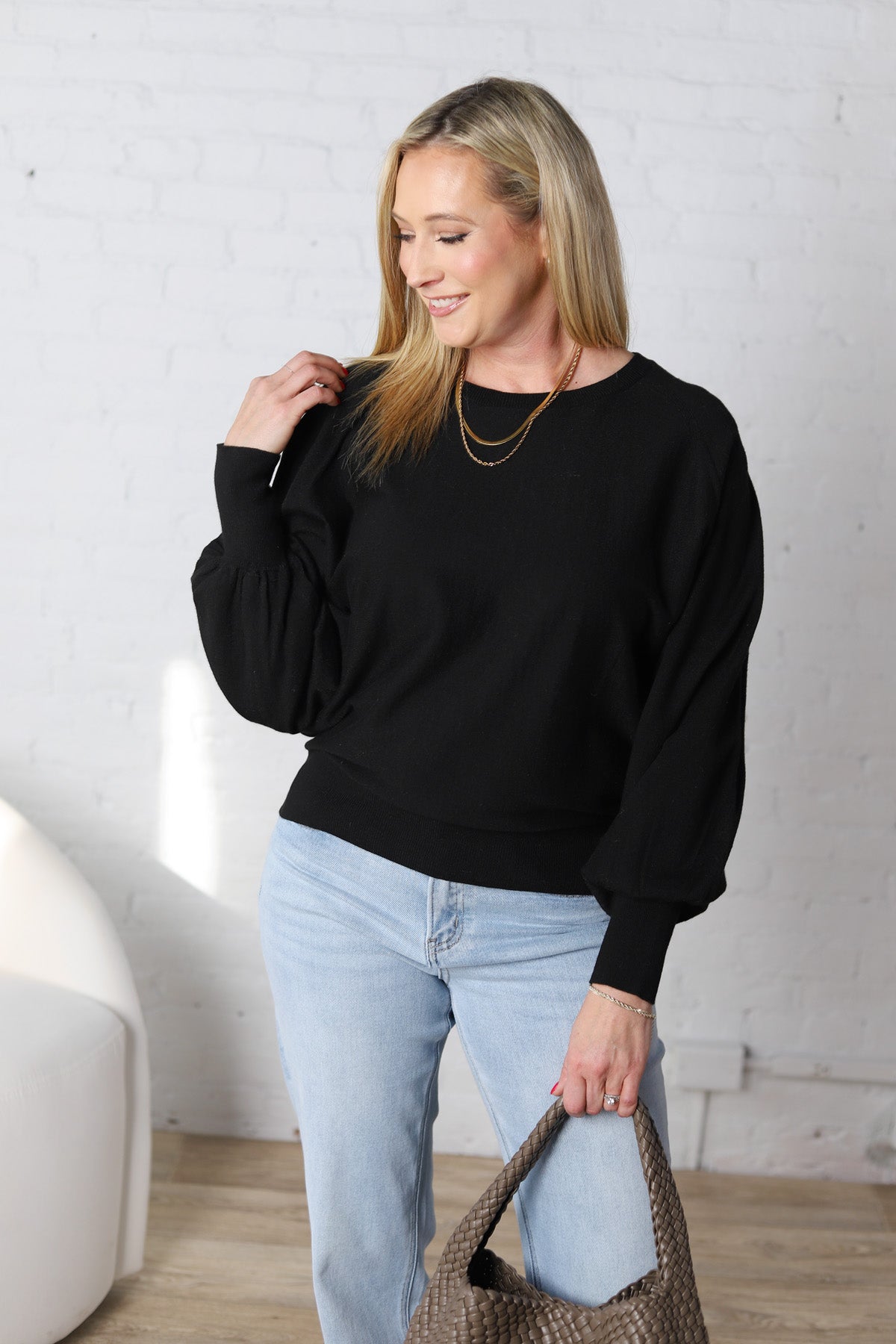 Olivette Knit Sweater Pullover - Black