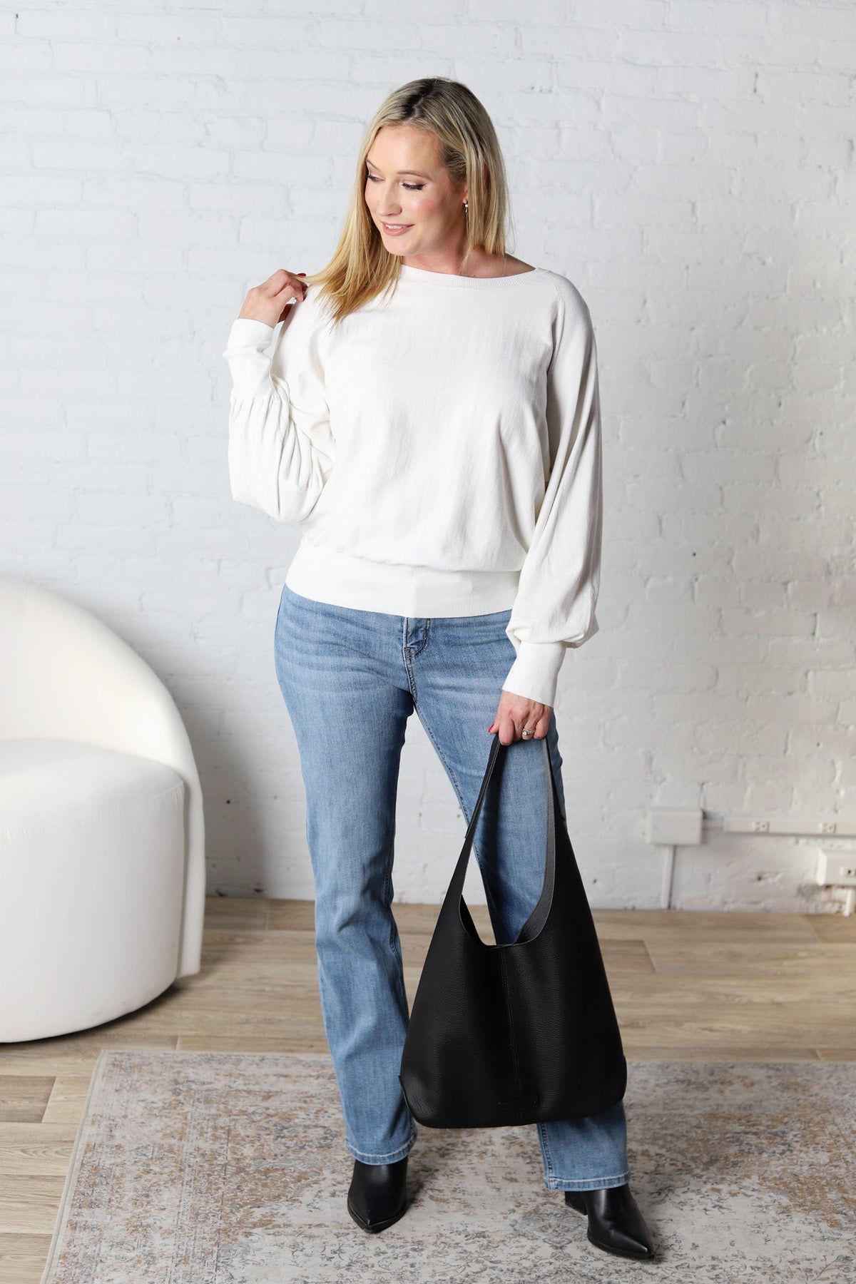 Olivette Knit Sweater Pullover - Ivory