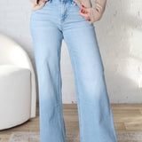 Olivia Raw Hem Wide Leg - Light Judy Wash