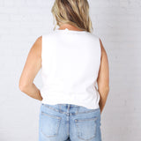 Opal Cut-Out Detail V-Neck Sweater Vest - White