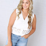 Opal Cut-Out Detail V-Neck Sweater Vest - White