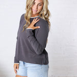 Paige Double Layered Sweater Top - Slate