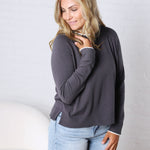 Paige Double Layered Sweater Top - Slate