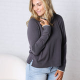 Paige Double Layered Sweater Top - Slate