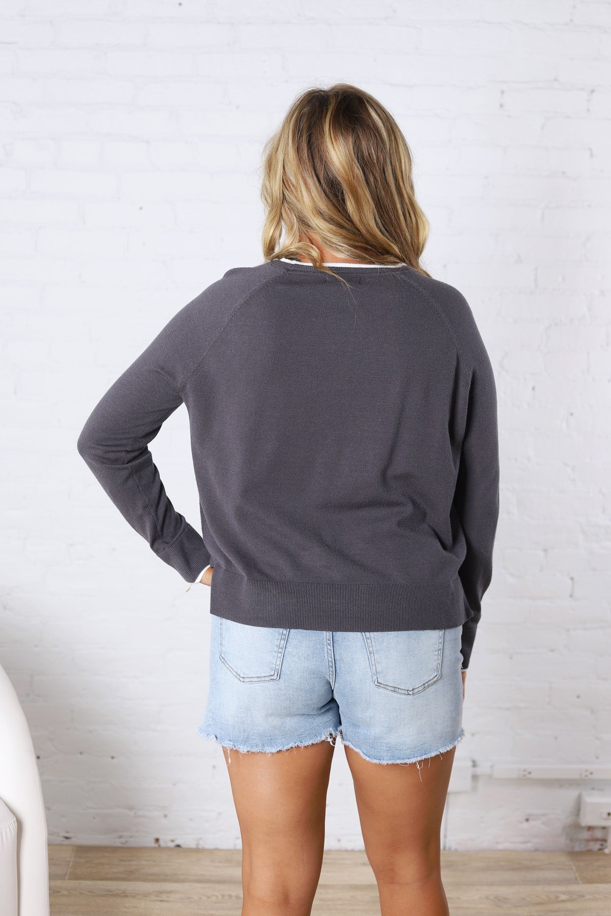 Paige Double Layered Sweater Top - Slate