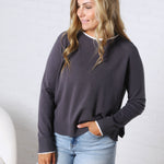 Paige Double Layered Sweater Top - Slate