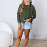 Paige Double Layered Sweater Top - Winter Green