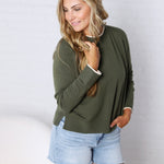 Paige Double Layered Sweater Top - Winter Green