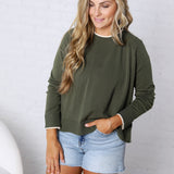 Paige Double Layered Sweater Top - Winter Green