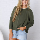 Paige Double Layered Sweater Top - Winter Green