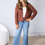 Palmer Lightweight Knit Sweater Cardigan - Brick