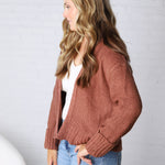 Palmer Lightweight Knit Sweater Cardigan - Brick