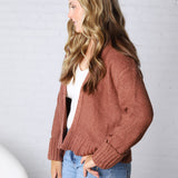 Palmer Lightweight Knit Sweater Cardigan - Brick