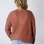Palmer Lightweight Knit Sweater Cardigan - Brick