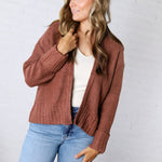 Palmer Lightweight Knit Sweater Cardigan - Brick