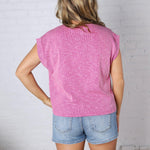 Paloma Cuffed Sleeveless Top - Magenta