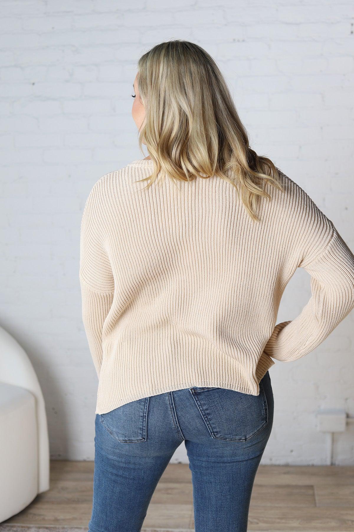 Paloma Ribbed Drop Shoulder Sweater - Natural