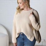 Paloma Ribbed Drop Shoulder Sweater - Natural