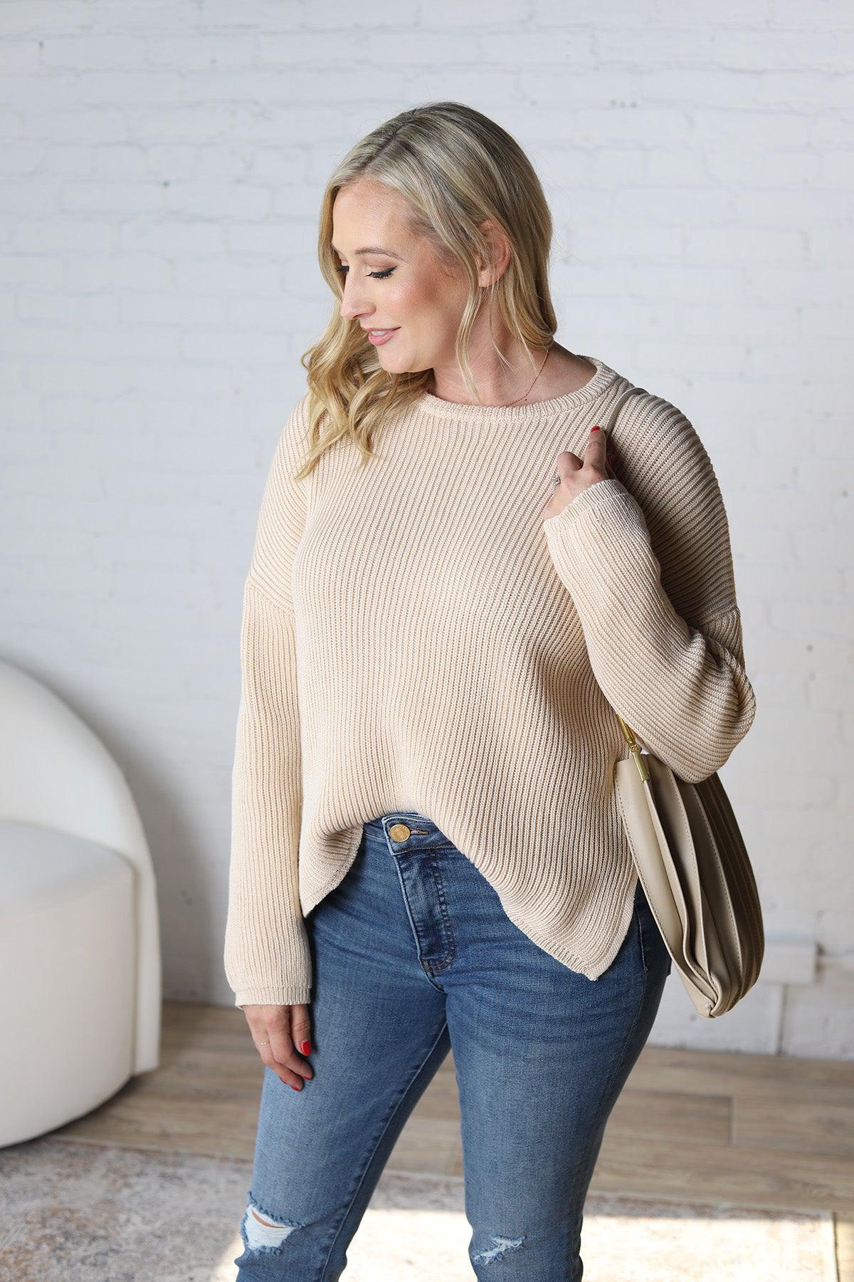 Paloma Ribbed Drop Shoulder Sweater - Natural