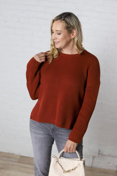 Paloma Ribbed Drop Shoulder Sweater - Rust