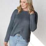 Paloma Ribbed Drop Shoulder Sweater - Slate