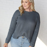 Paloma Ribbed Drop Shoulder Sweater - Slate