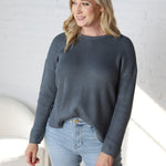 Paloma Ribbed Drop Shoulder Sweater - Slate