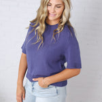 Parker Essential Sweater Top with Raglan Sleeves - Deep Sapphire