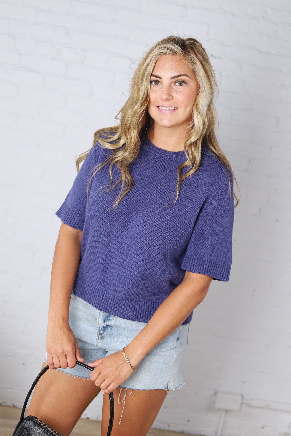 Parker Essential Sweater Top with Raglan Sleeves - Deep Sapphire