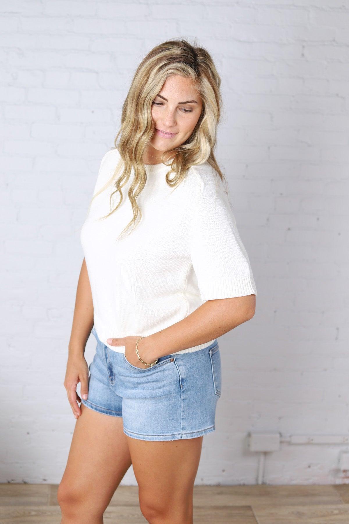 Parker Essential Sweater Top with Raglan Sleeves - Ivory