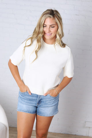 Parker Essential Sweater Top with Raglan Sleeves - Ivory