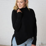 Paxtyn Oversized High Neck Sweater - Black