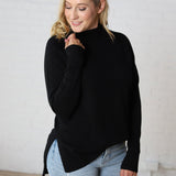 Paxtyn Oversized High Neck Sweater - Black