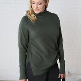 Paxtyn Oversized High Neck Sweater - Dark Green