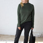 Paxtyn Oversized High Neck Sweater - Dark Green