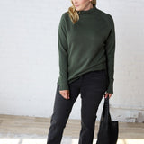 Paxtyn Oversized High Neck Sweater - Dark Green