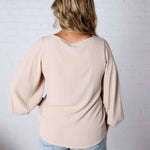 Perrie V-Neck Dolman Blouse Top - Taupe