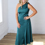 Perrin One-Shoulder Midi Dress - Dk Green