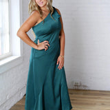 Perrin One-Shoulder Midi Dress - Dk Green