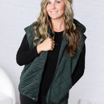 Perrin Quilted Hoodie Vest - Forest Green