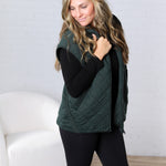 Perrin Quilted Hoodie Vest - Forest Green