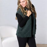 Perrin Quilted Hoodie Vest - Forest Green