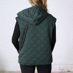 Perrin Quilted Hoodie Vest - Forest Green